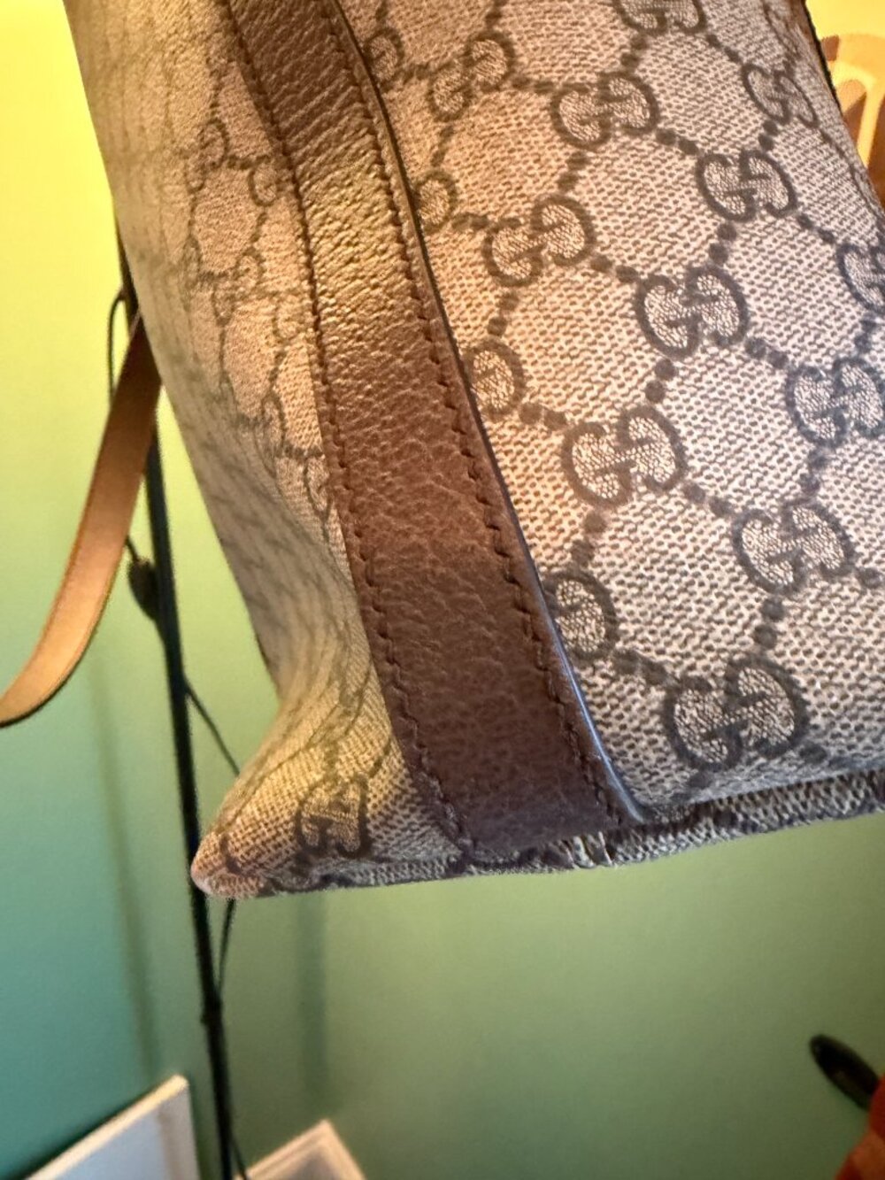 Gucci Medium Tote Bag, Borwn with Gold GG - Picture 4 of 13